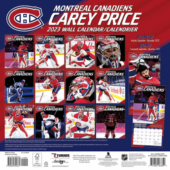 Montreal Canadiens naptár Carey Price #31 2023 Wall Calendar