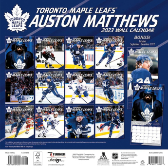 Toronto Maple Leafs naptár Auston Matthews #34 2023 Wall Calendar