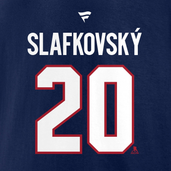 Montreal Canadiens férfi póló Juraj Slafkovsky #20 Stack Logo Name & Number Blue