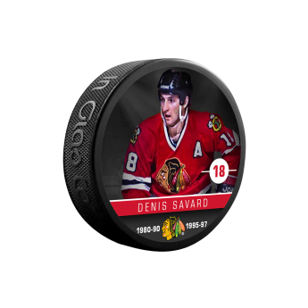 Chicago Blackhawks korong Denis Savard #18 Souvenir Collector Hockey Puck