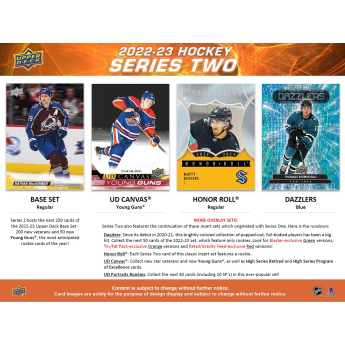 NHL dobozok NHL hokikártyák 2022-23 Upper Deck Series 2 Blaster Box