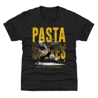 Boston Bruins férfi póló David Pastrnak #88 Pasta Scores WHT 500 Level