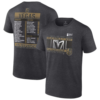 Vegas Golden Knights férfi póló 2023 Stanley Cup Champions Roster Heather Charcoal