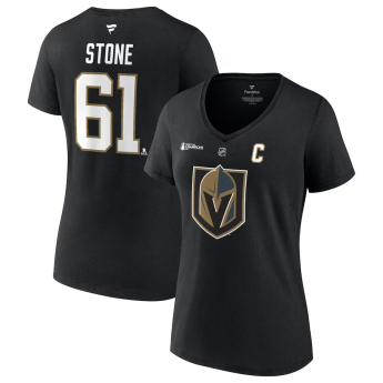 Vegas Golden Knights női póló Mark Stone 2023 Stanley Cup Champions Authentic Stack Player Name & Number V-Neck
