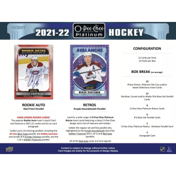 NHL dobozok NHL hokikártyák 2021-22 Upper Deck O-Pee-Chee Platinum Hobby Box