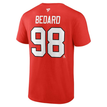 Chicago Blackhawks férfi póló Connor Bedard #98 Draft 2023 Stack Logo Name & Number Red