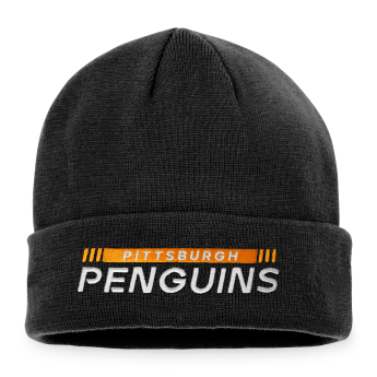 Pittsburgh Penguins téli sapka Authentic Pro Game & Train Cuffed Knit Black