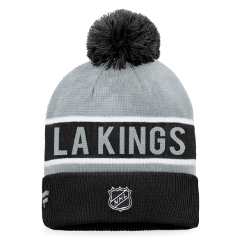 Los Angeles Kings téli sapka Authentic Pro Game & Train Cuffed Pom Knit Black-Stone Gray