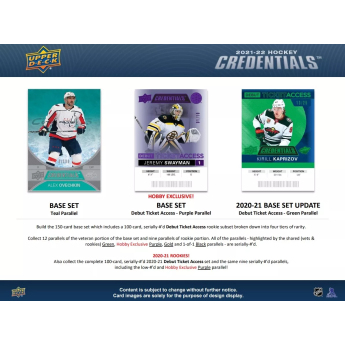 NHL dobozok NHL hokikártyák 2021-22 Upper Deck Credentials Hobby Box