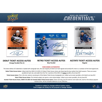 NHL dobozok NHL hokikártyák 2021-22 Upper Deck Credentials Hobby Box