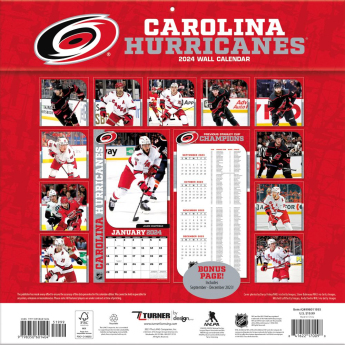 Carolina Hurricanes naptár 2024 Wall Calendar