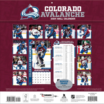 Colorado Avalanche naptár 2024 Wall Calendar