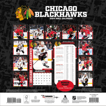 Chicago Blackhawks naptár 2024 Wall Calendar