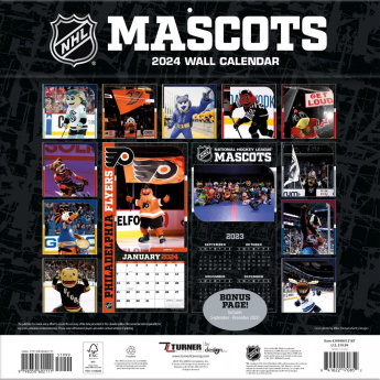 NHL termékek naptár NHL Mascots 2024 Wall Calendar