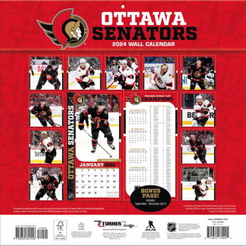Ottawa Senators naptár 2024 Wall Calendar