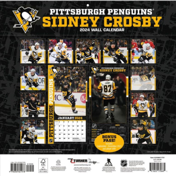 Pittsburgh Penguins naptár Sidney Crosby #87 2024 Wall Calendar