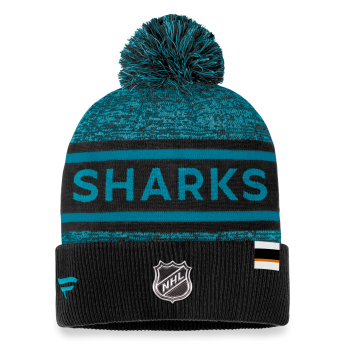 San Jose Sharks téli sapka Authentic Pro Rink Heathered Cuffed Pom Knit