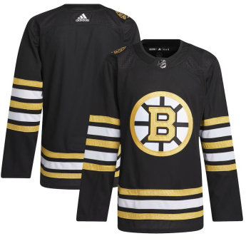 Boston Bruins hoki mez adidas Black 100th Anniversary Primegreen Authentic Jersey