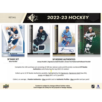 NHL dobozok NHL hokikártyák 2022-23 Upper Deck SP Hockey Blaster Box