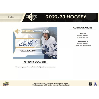 NHL dobozok NHL hokikártyák 2022-23 Upper Deck SP Hockey Blaster Box