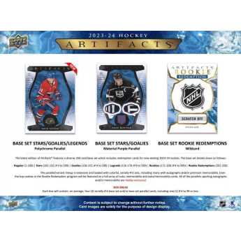 NHL dobozok NHL hokikártyák 2023-24 Upper Deck Artifacts Hockey Hobby Box