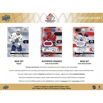 NHL dobozok NHL hokikártyák 2022-23 Upper Deck SP Game Used Hobby Box