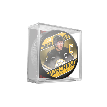 Boston Bruins korong Brad Marchand #63 Souvenir Collector Hockey Puck In Cube
