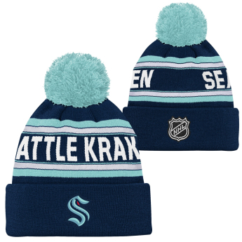 Seattle Kraken gyerek téli sapka Jacquard Cuffed Knit With Pom