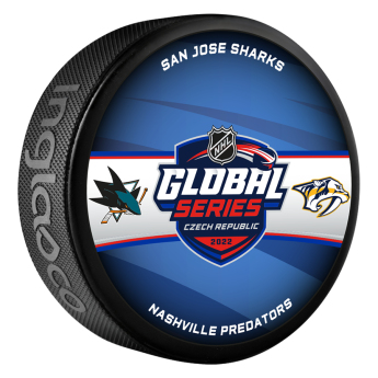 NHL termékek korong Global Series Czech Republic 2022 Dueling Logo San Jose Sharks vs Nashville Predators