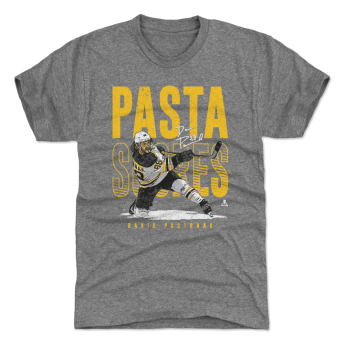 Boston Bruins férfi póló David Pastrnak #88 Pasta Scores WHT 500 Level Grey