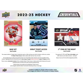 NHL dobozok NHL hokikártyák 2022-23 Upper Deck Credentials Hobby Box