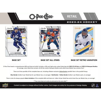NHL dobozok NHL hokikártyák 2023-24 Upper Deck O-Pee-Chee Blaster Box