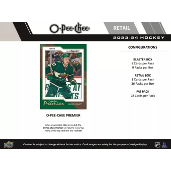 NHL dobozok NHL hokikártyák 2023-24 Upper Deck O-Pee-Chee Blaster Box