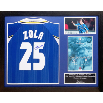 Legendák bekeretezett mez Chelsea FC 1998 Zola Signed Shirt (Framed)