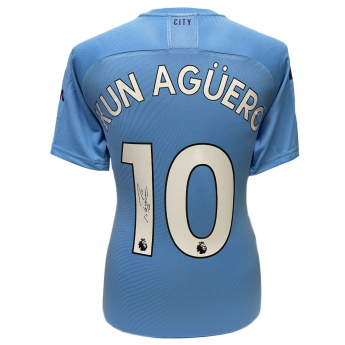 Legendák futball mez Manchester City FC 2019-2020 Aguero Signed Shirt
