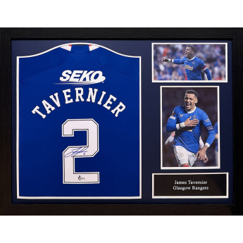 Legendák bekeretezett mez Rangers FC 2022-2023 Tavernier Signed Shirt (Framed)