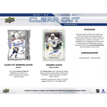 NHL dobozok NHL hokikártyák 2022-23 Upper Deck Clear Cut Hobby Box