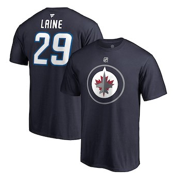 Winnipeg Jets férfi póló black #29 Patrik Laine Stack Logo Name & Number