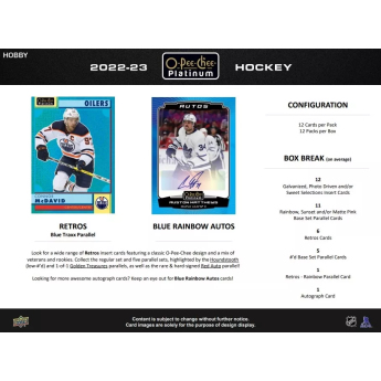 NHL dobozok NHL hokikártyák 2022-23 Upper Deck O-Pee-Chee Platinum Hobby Box