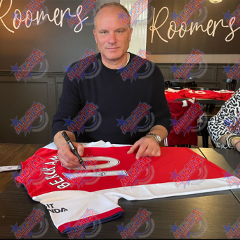 Legendák bekeretezett mezek Arsenal FC 2020-2021 Bergkamp & Henry Signed Shirts (Dual Framed)
