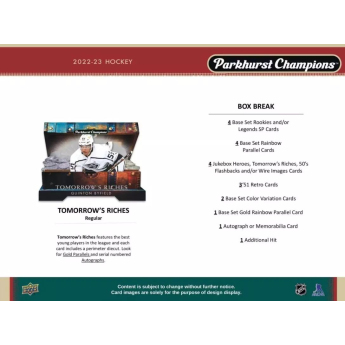 NHL dobozok NHL hokikártyák 2022-23 Upper Deck Parkhurst Champions Hockey Hobby Box