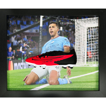 Legendák bekeretezett futballcipő Manchester City FC Rodri Signed Boot (Framed)