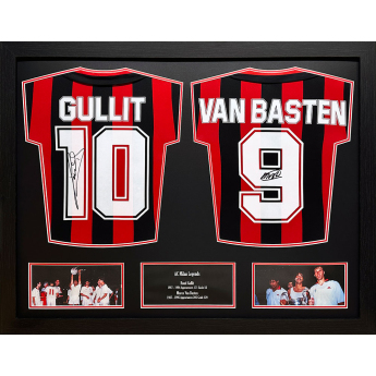 Legendák bekeretezett mezek AC Milan 1988 Gullit & Van Basten Signed Shirts (Dual Framed)