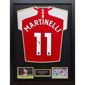 Legendák bekeretezett mez Arsenal FC 2023-2024 Martinelli Signed Shirt (Framed)