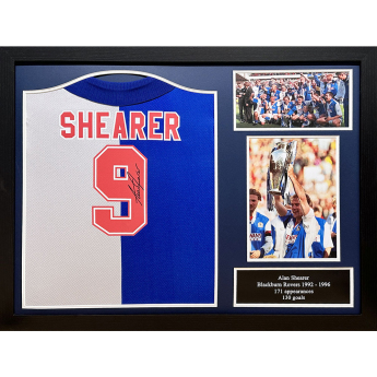 Legendák bekeretezett mez Blackburn Rovers FC 1994-95 Shearer Signed Shirt (Framed)