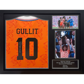 Legendák bekeretezett mez Netherlands 1988 Gullit Retro Signed Shirt (Framed)