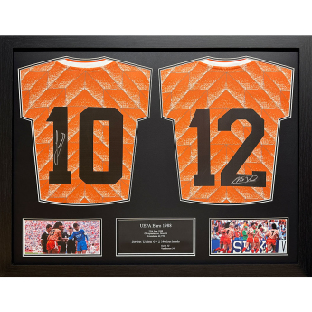 Legendák bekeretezett mezek Netherlands 1988 Gullit & Van Basten Signed Shirts (Dual Framed)