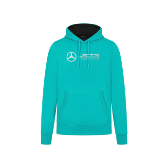 Mercedes AMG Petronas férfi kapucnis pulóver Logo Ultra Teal F1 Team 2024