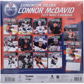 Edmonton Oilers naptár Connor McDavid #97 2023 Wall Calendar