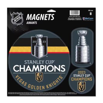 Vegas Golden Knights mágnes szett 2023 Stanley Cup Champions Three-Pack Indoor/Outdoor Vinyl